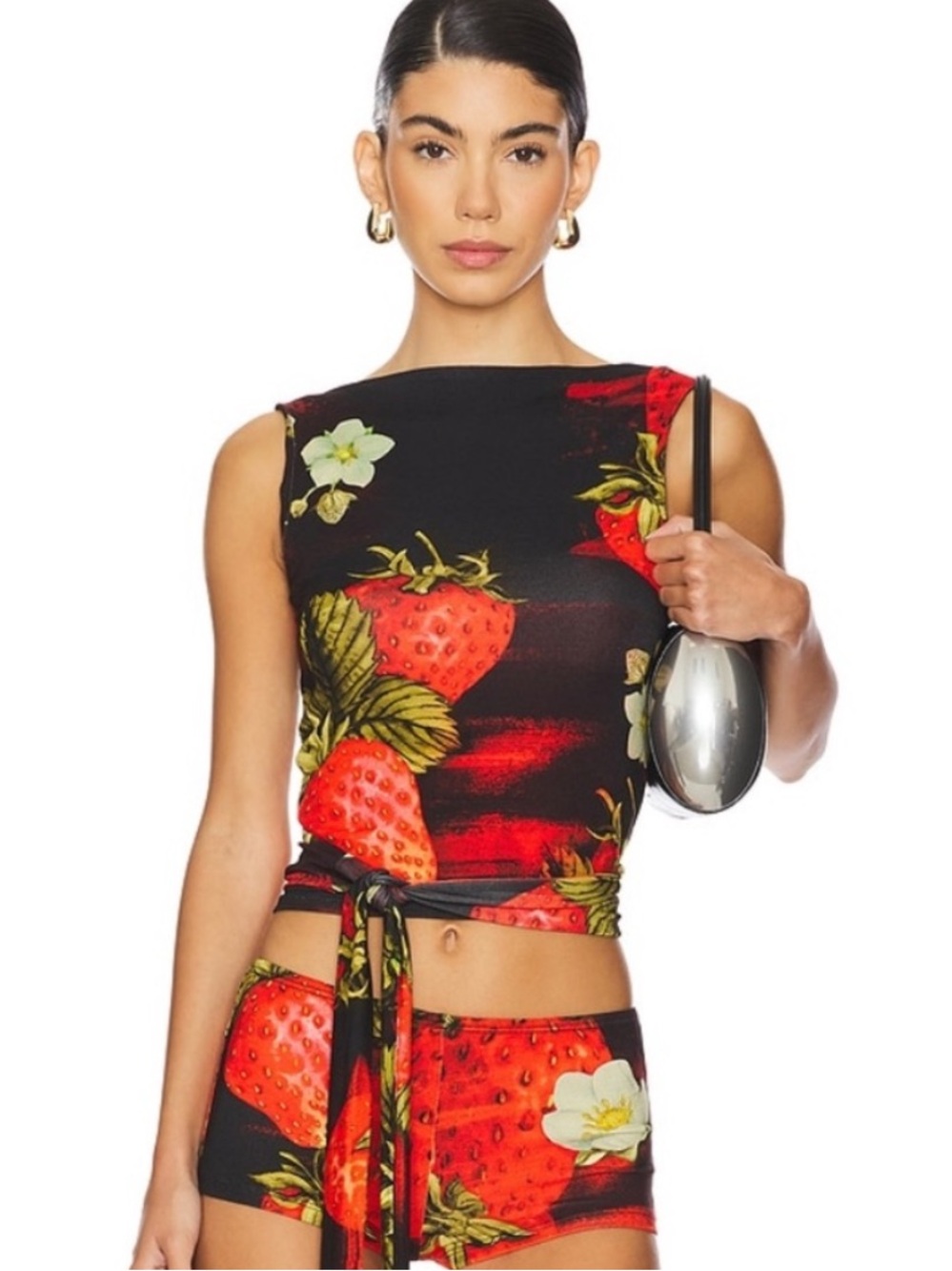 Jaded London Camarosa Strawberry Wrap Top.